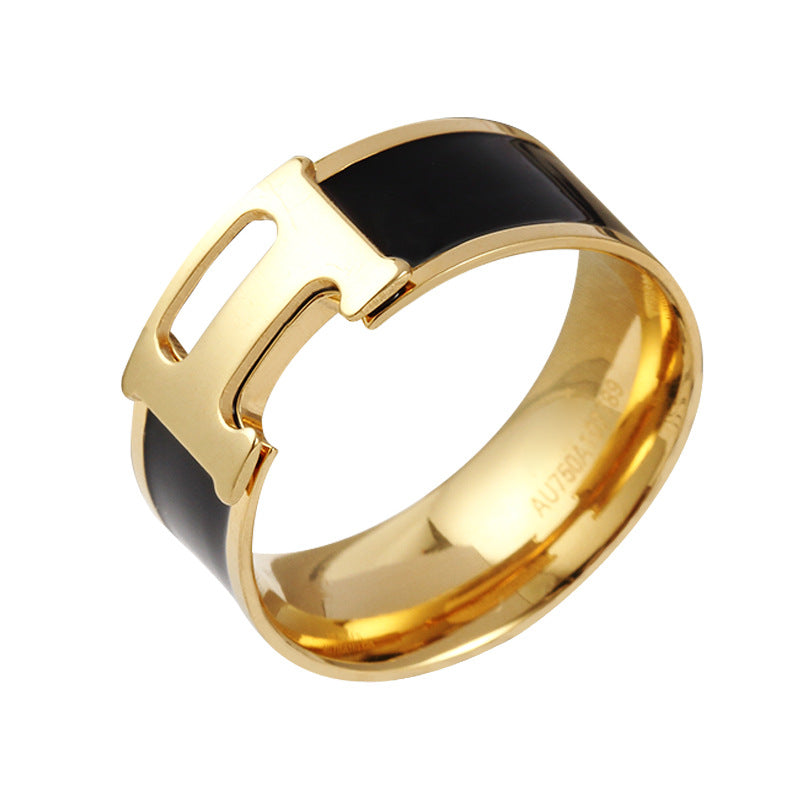 H letter enamel ring