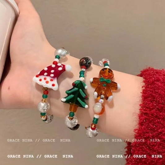 Christmas bracelet cute Santa Claus gingerbread man bracelet