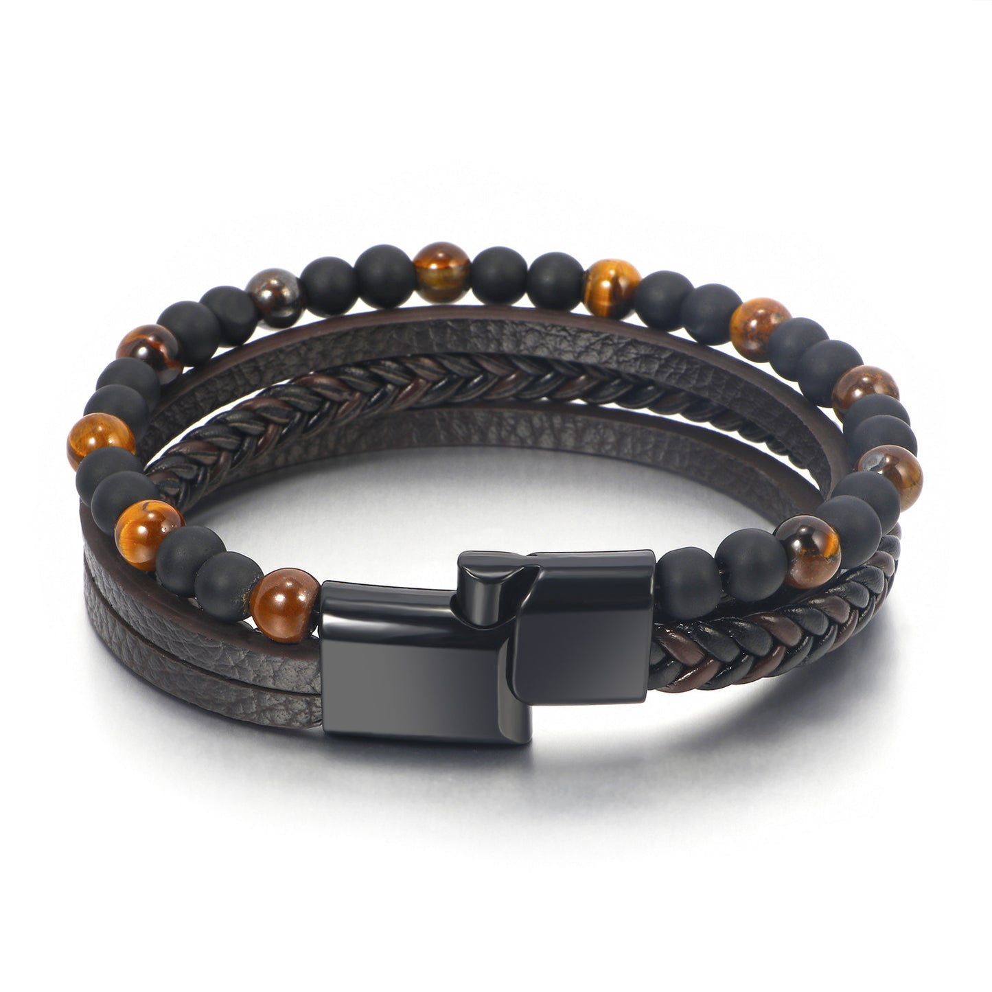 Natural tiger's eye stone hand-woven bracelet