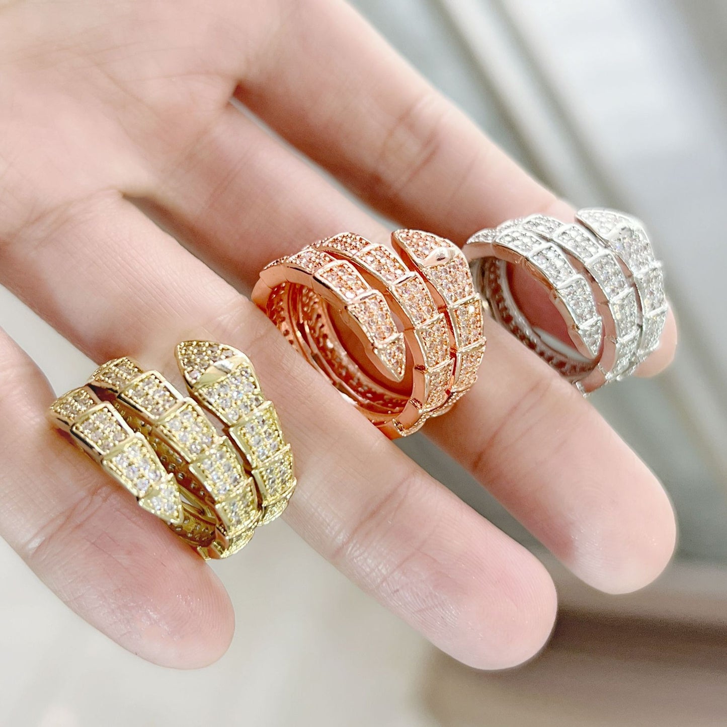 Three circles of sparkling gypsy open ring