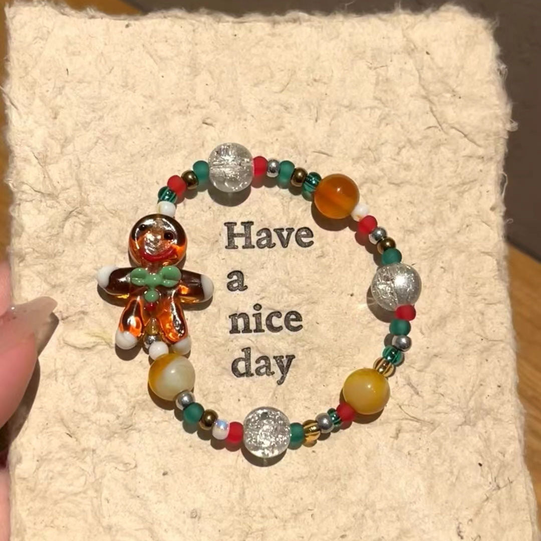 Christmas bracelet cute Santa Claus gingerbread man bracelet