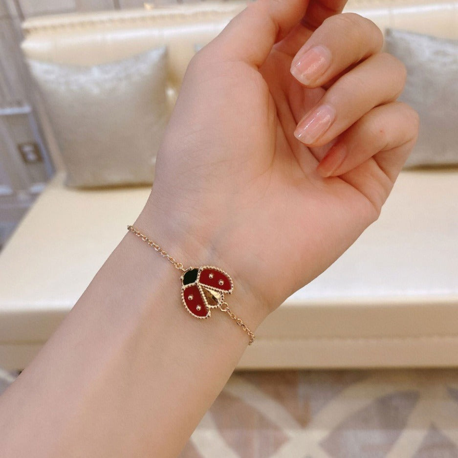 Seven-star ladybug five-flower rose gold bracelet