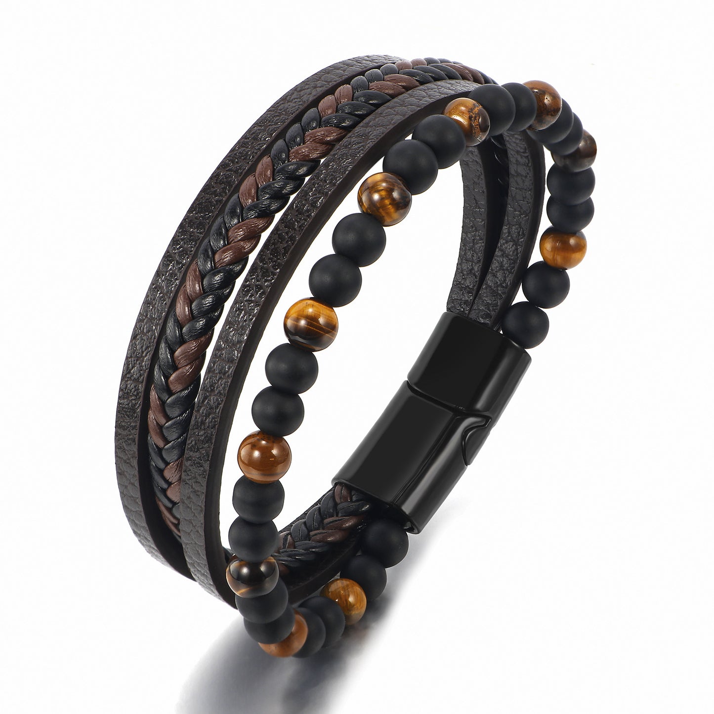 Natural tiger's eye stone hand-woven bracelet