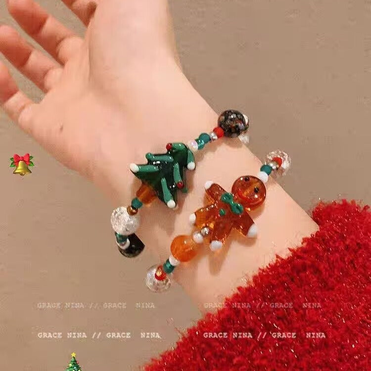 Christmas bracelet cute Santa Claus gingerbread man bracelet